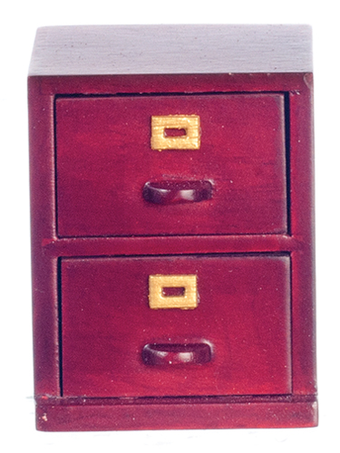 Dollhouse Miniature2 Drawer File Cabinet, Mahogany
